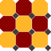 Гранит керамический 4421/20 OCT14-B Brick Red 20 Ochre Yellow 20 OCTAGON/Black 14 Dots 30x30 см