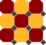 Гранит керамический 4420/21 OCT14-A Brick Red 20 Ochre Yellow 20 OCTAGON/Black 14 Dots 30x30 см